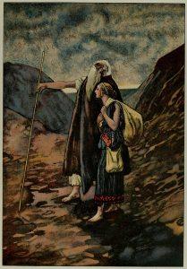 Edipo ciego guíado por su hija Antígona