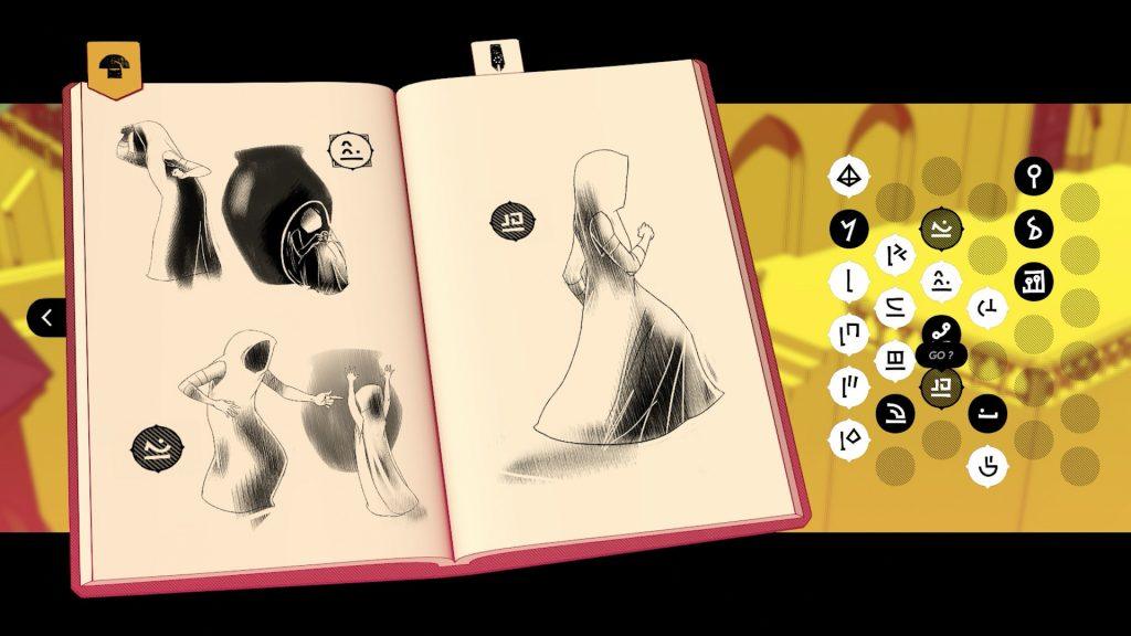 chants of sennaar ejemplo de la libreta y de los apuntes en los glifos