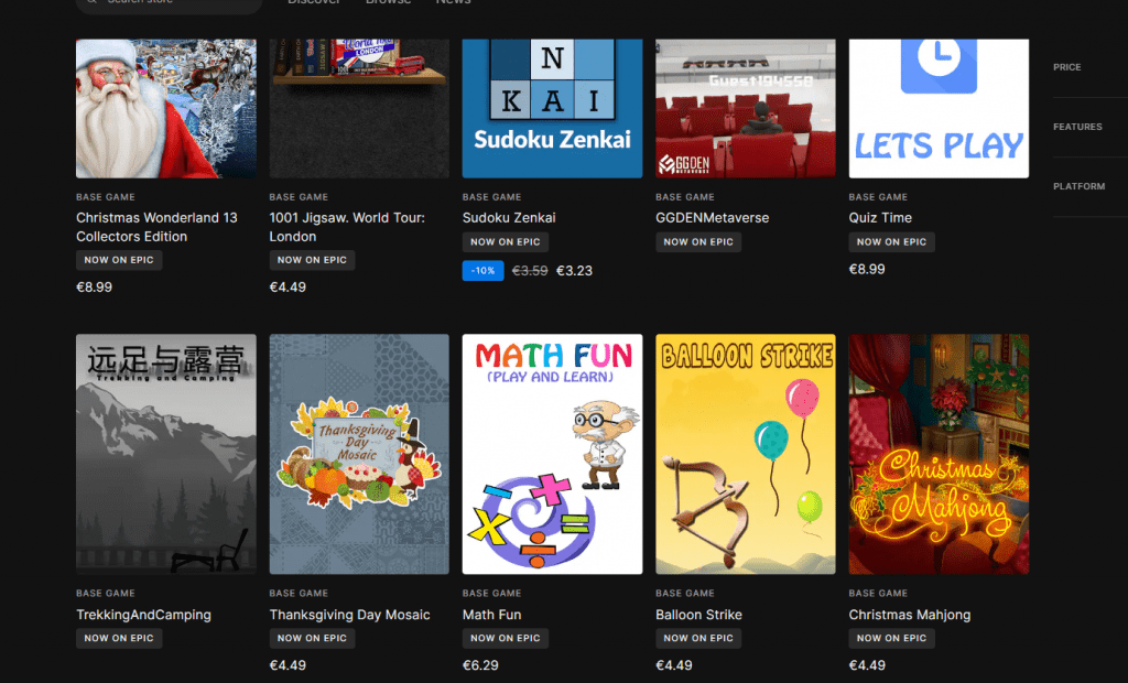 Shovelware en Epic Games Store