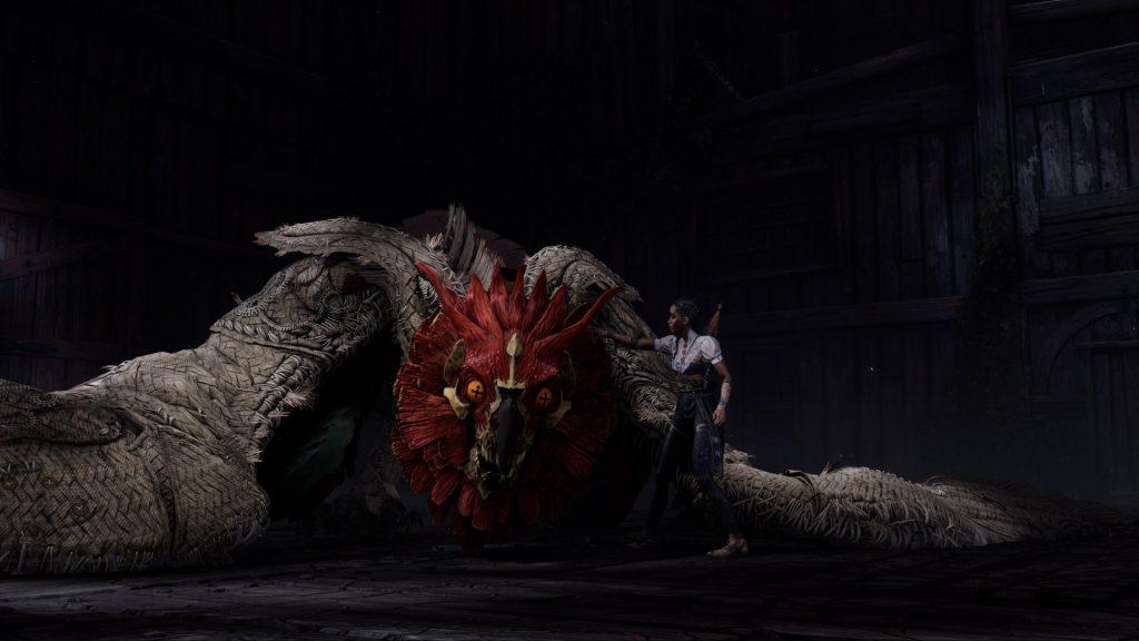 captura de South of Midnight con la protagonista junto a un buho gigante, acercándose con cuidado